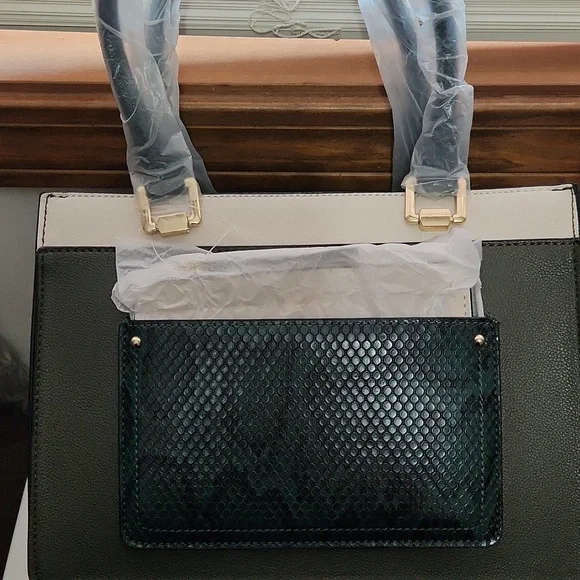 Aldo Hunter Green, Cream, Snakeskin Women's Handbag - Picture 2 of 6